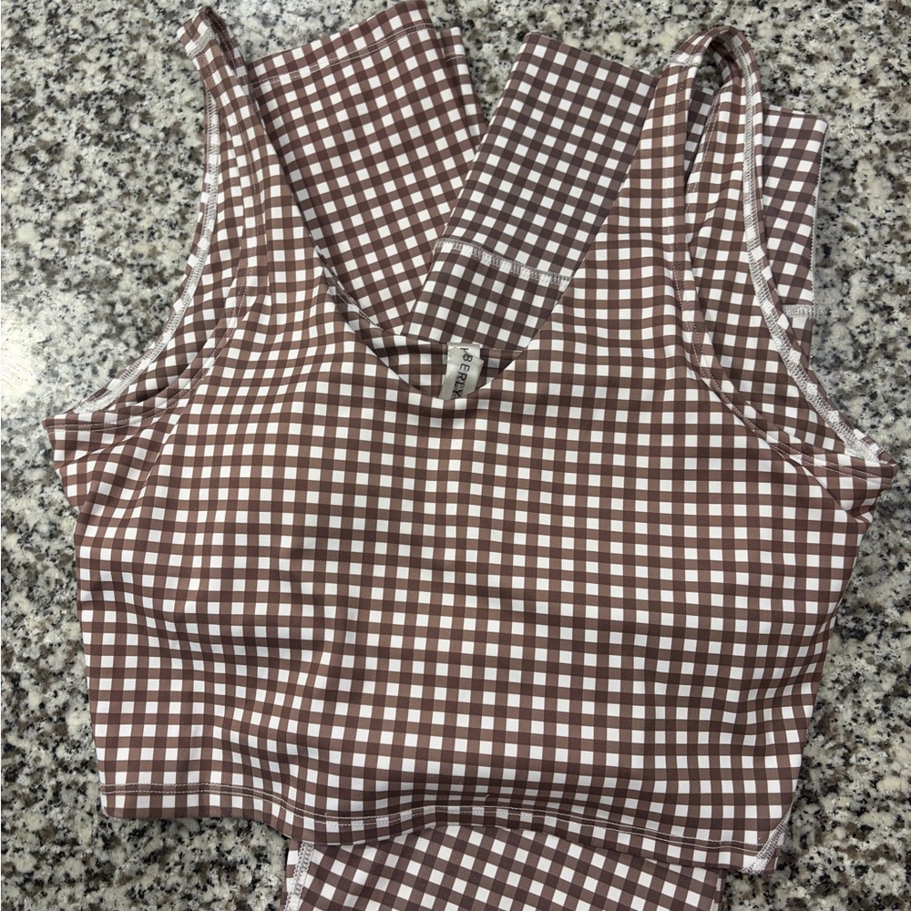 Brown Checkered Women's Top